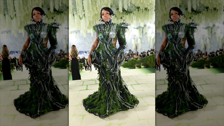 Janelle Monáe posing at the Met Gala