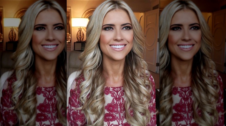 Christina Haack in a photo on Instagram wearing a red and white design top