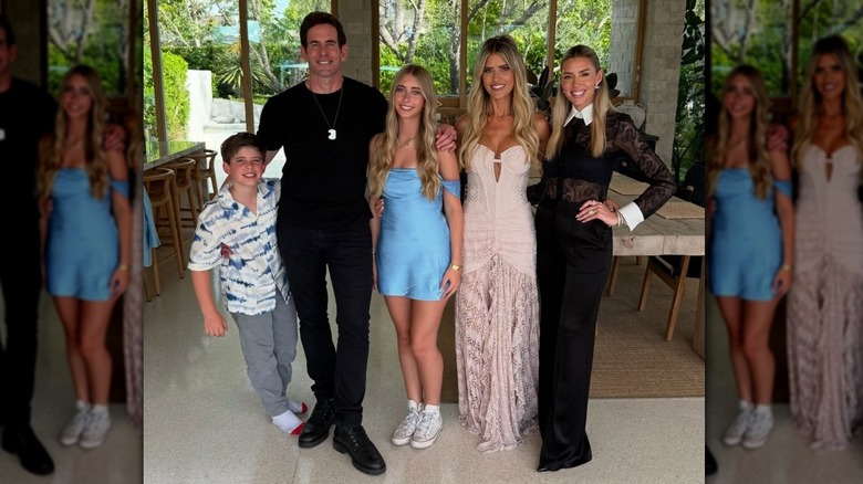 Tarek and Heather El Moussa and Christina Haack posing with their kids