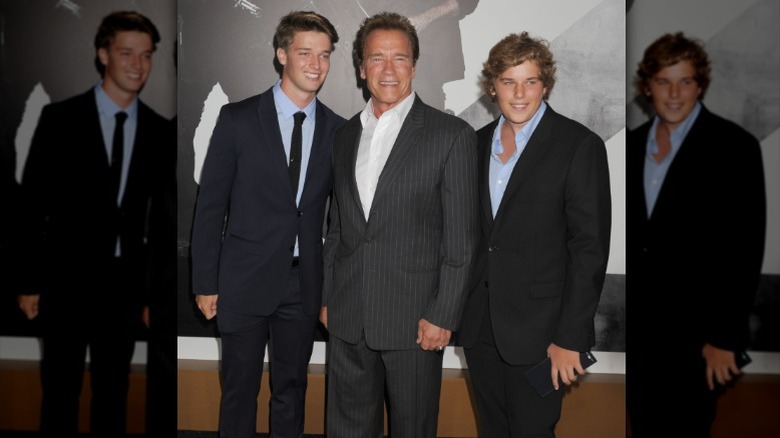 Patrick, Arnold, and Christopher Schwarzenegger at "The Expendables 2" premiere