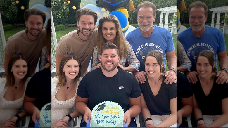 Christopher Schwarzenegger with his family celebrating graduation