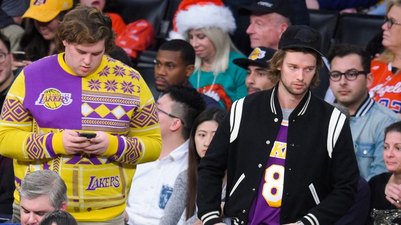 Christopher and Patrick Schwarzenegger at a Los Angeles Lakers game in 2016
