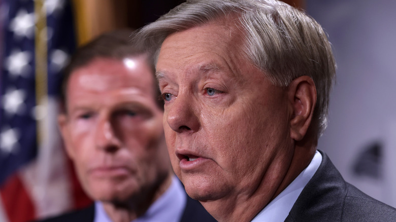 Lindsey Graham talking at podium