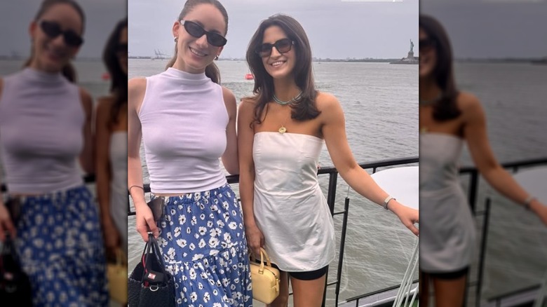 Kaitlan Collins and friend Izzi Lynn at the 2025 New York Sail Grand Prix