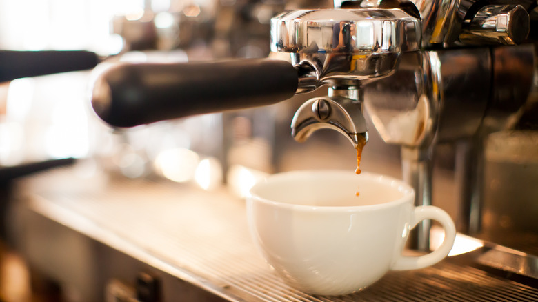 Close up photo of an espresso machine 