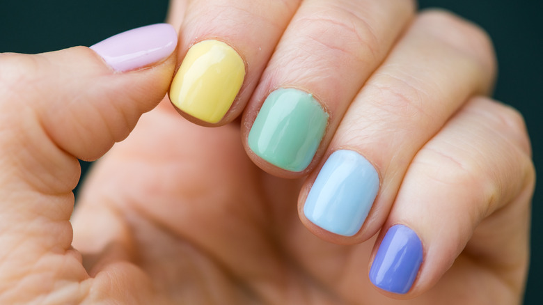 Pastel rainbow nails