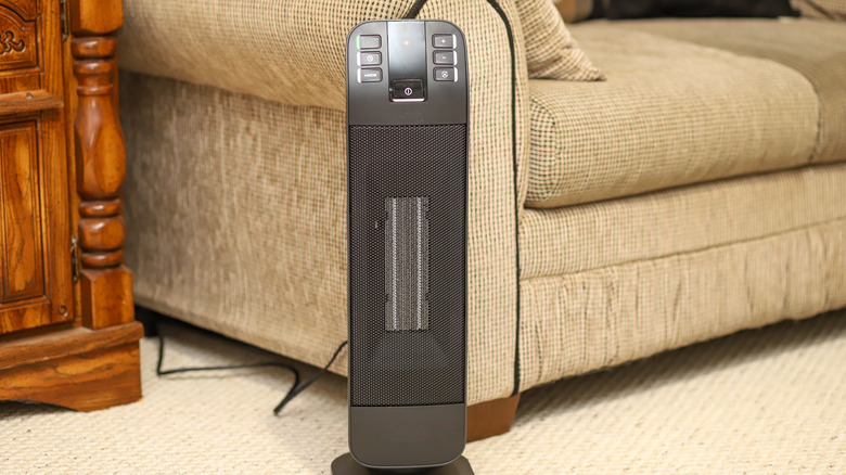 Space heater close to sofa