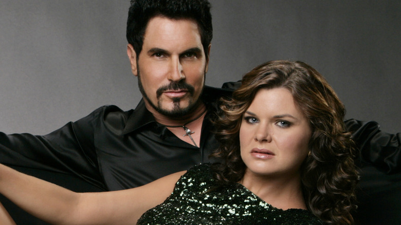Don Diamont and Heather Tom looking serious