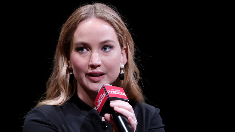 Jennifer Lawrence speaking at an event