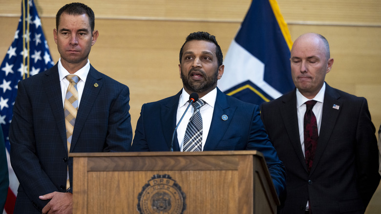 Kash Patel giving a press conference on the shooting of Charlie Kirk.