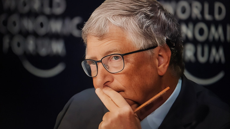 Bill Gates looking thoughtful at a world economics forum