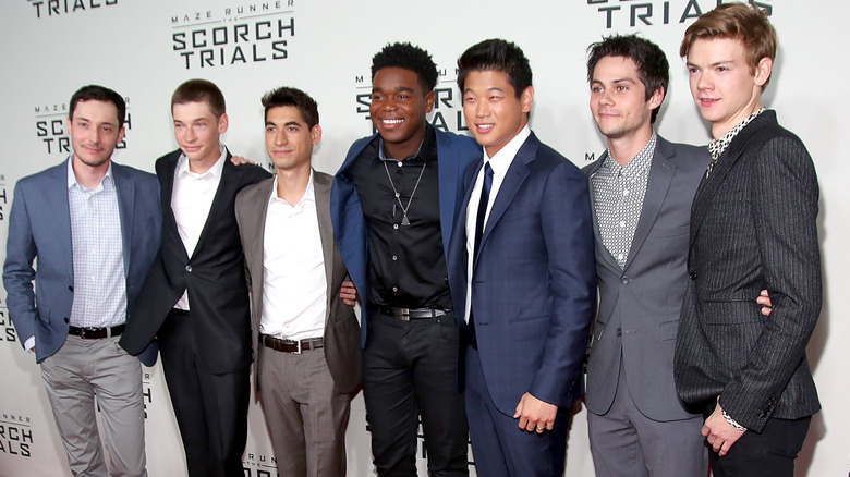 "Maze Runner" cast posing on step-and-repeat