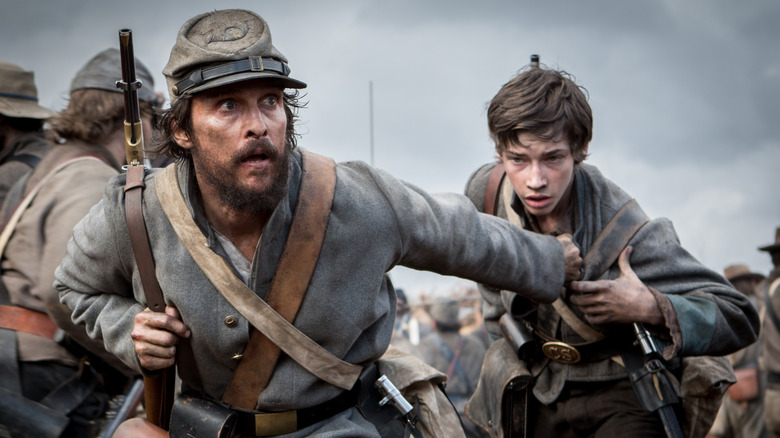 Matthew McConaughey and Jacob Lofland in a scene during "Free State of Jones"