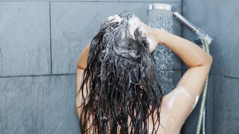 woman washing hair