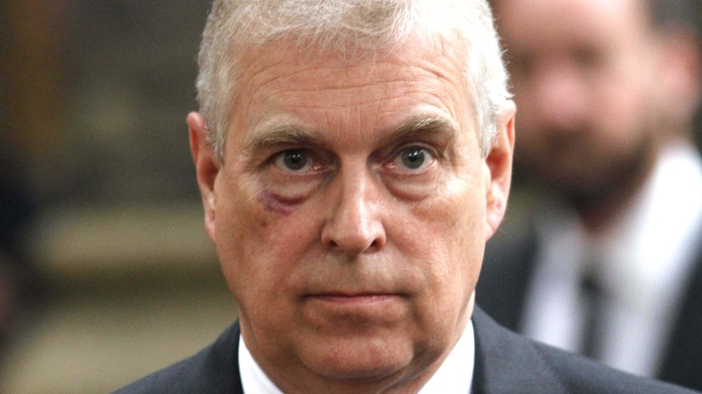 Prince Andrew looking serious