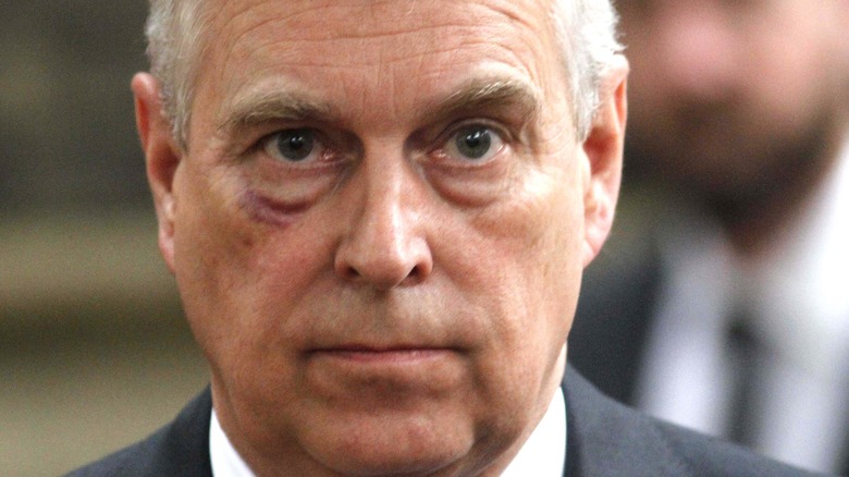 Prince Andrew looking serious