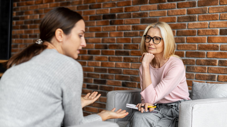 Young woman in a therapist's office