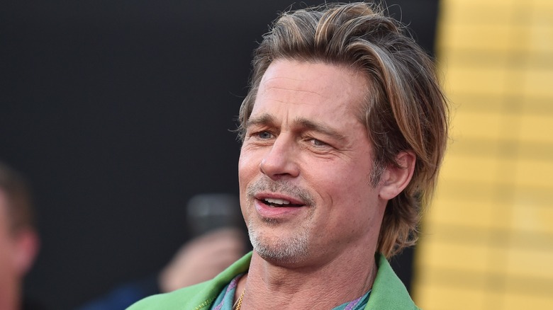 Actor Brad Pitt posing on the red carpet