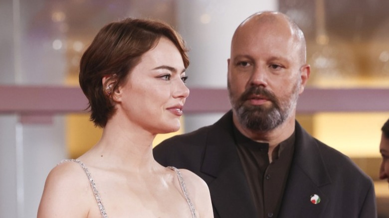 Emma Stone and Yorgos Lanthimos attend the "Bugonia" red carpet during the 82nd Venice International Film Festival in Italy (2025)