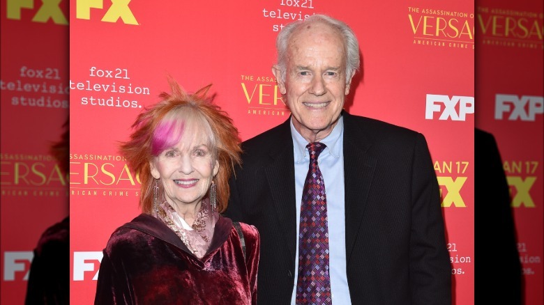 Shelley Fabares smiling next to her husband Mike Farrell