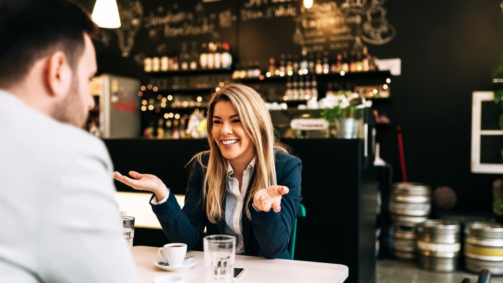 woman on a date at a coffee shop