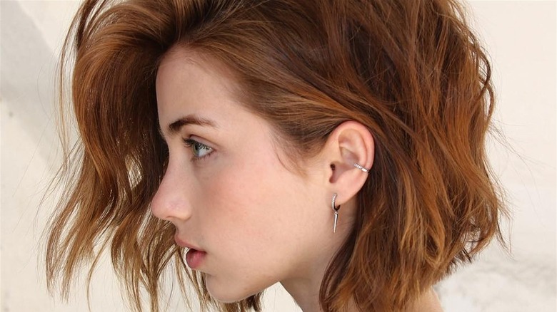 profile of woman with crunette hair