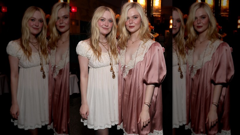 Dakota Fanning and Elle Fanning attend an Intimate Dinner Hosted by W Magazine and Chloé at La Dolce Vita on October 17, 2025 in Beverly Hills, California.