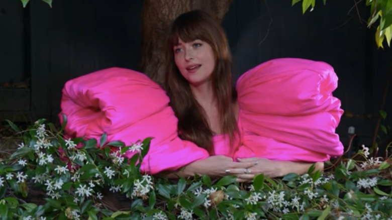 Dakota Johnson during a socially-distanced appearance on "Jimmy Kimmel Live"