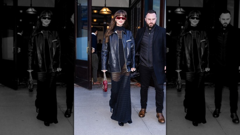 Dakota Johnson the night of her 2024 Late Night With Seth Meyers appearance
