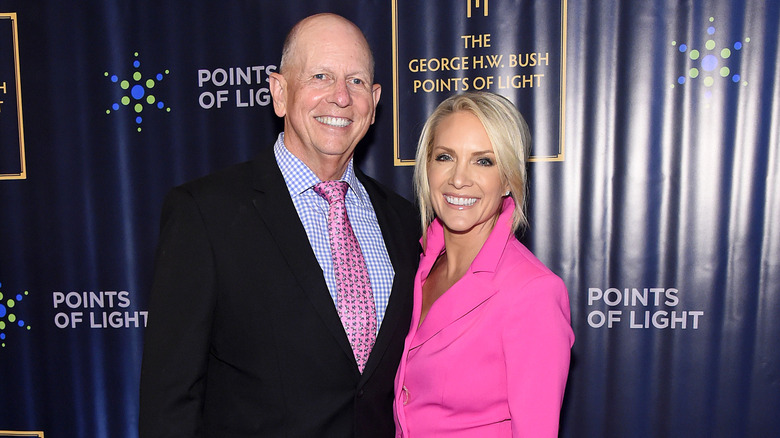 Dana Perino wearing a pink dress while attending the Lights Awards gala with her husband, Peter McMahon, who's wearing a suit.