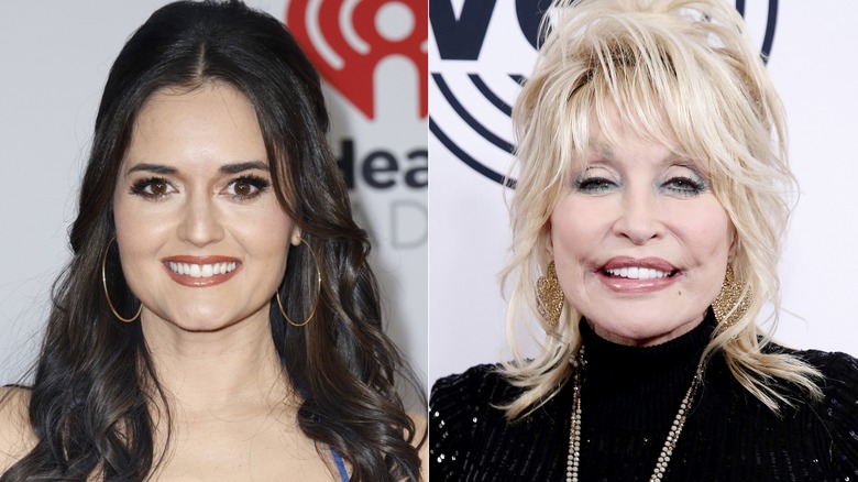 Split image of Danica McKellar and Dolly Parton