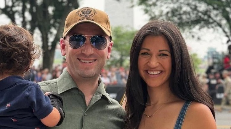 Stephen Miller and Katie Miller attend a military parade in Washington, DC, 2025