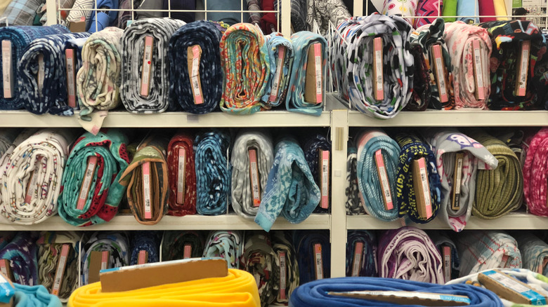 Stoles of fabric at Jo-Ann Fabrics