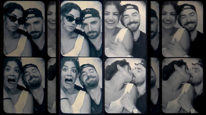 Sadie Laflamme-Snow and Cameron Martin in a photo booth