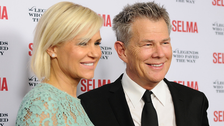 Yolanda Hadid and David Foster posing at event