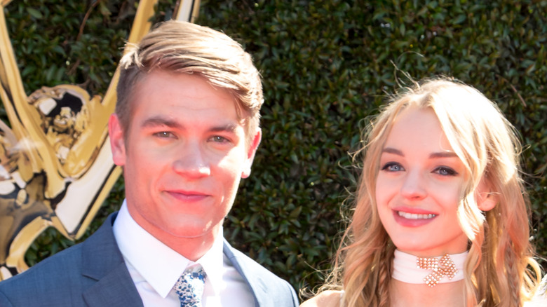 Lucas Adams and Olivia Rose Keegan at an event