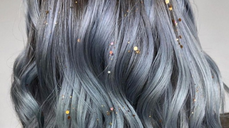 hair with hair glitter