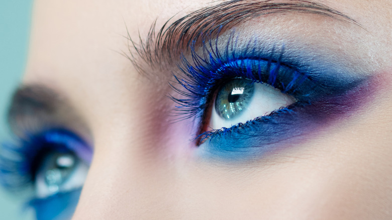 Blue eyeshadow and mascara