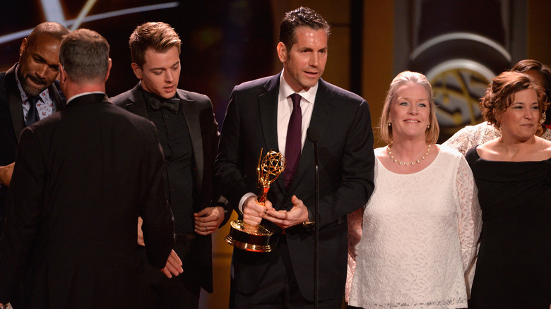 The cast and crew of General Hospital accepting Emmy