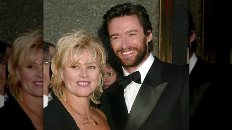 Hugh Jackman smiling with Deborra-Lee Furness
