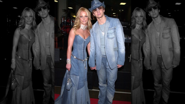 Britney Spears and Justin Timberlake in matching denim outfits