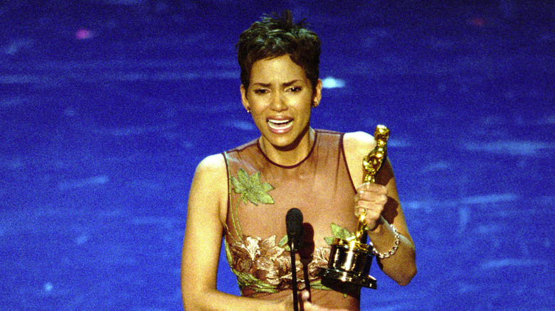 Halle Berry crying during her Oscar acceptance speech