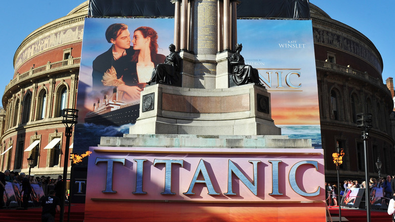 Poster for Titanic 3D in front of the Royal Albert Hall in 2012