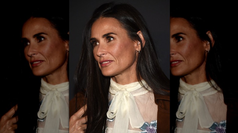 Close-up of Demi Moore's face in 2016