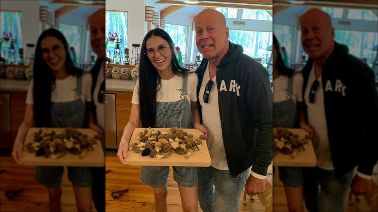Demi Moore and Bruce Willis posing together at home