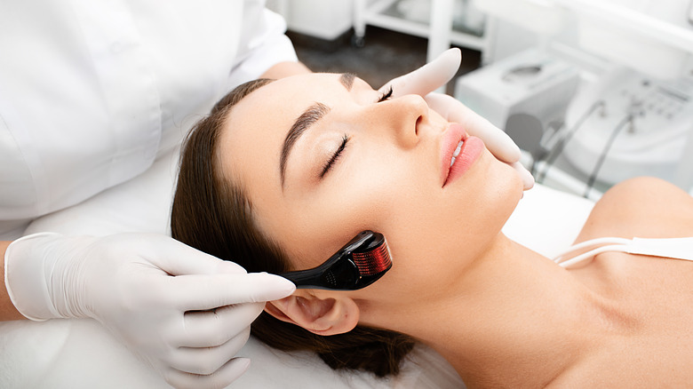 Woman getting a facial treatment