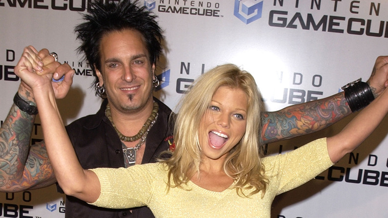 Nikki Sixx and Donna D'Errico at a Nintendo party