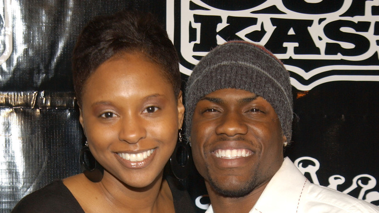 Kevin Hart posing with his ex wife Torrei Hart 