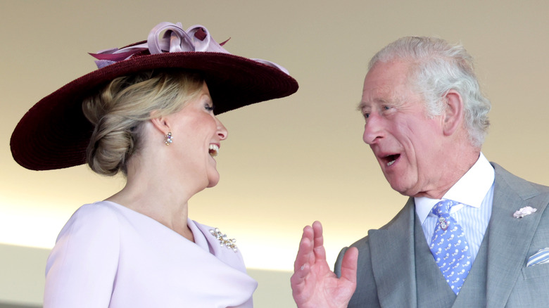 King Charles laughs with Sophie of Wessex