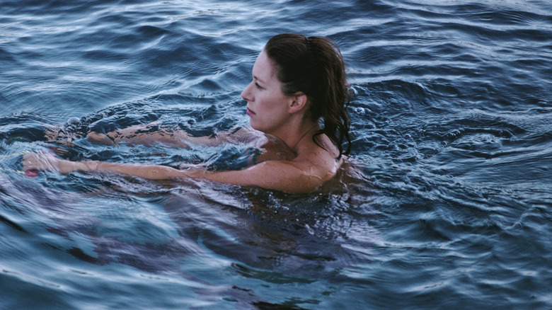 Side profile of Princess Margaret in the sea